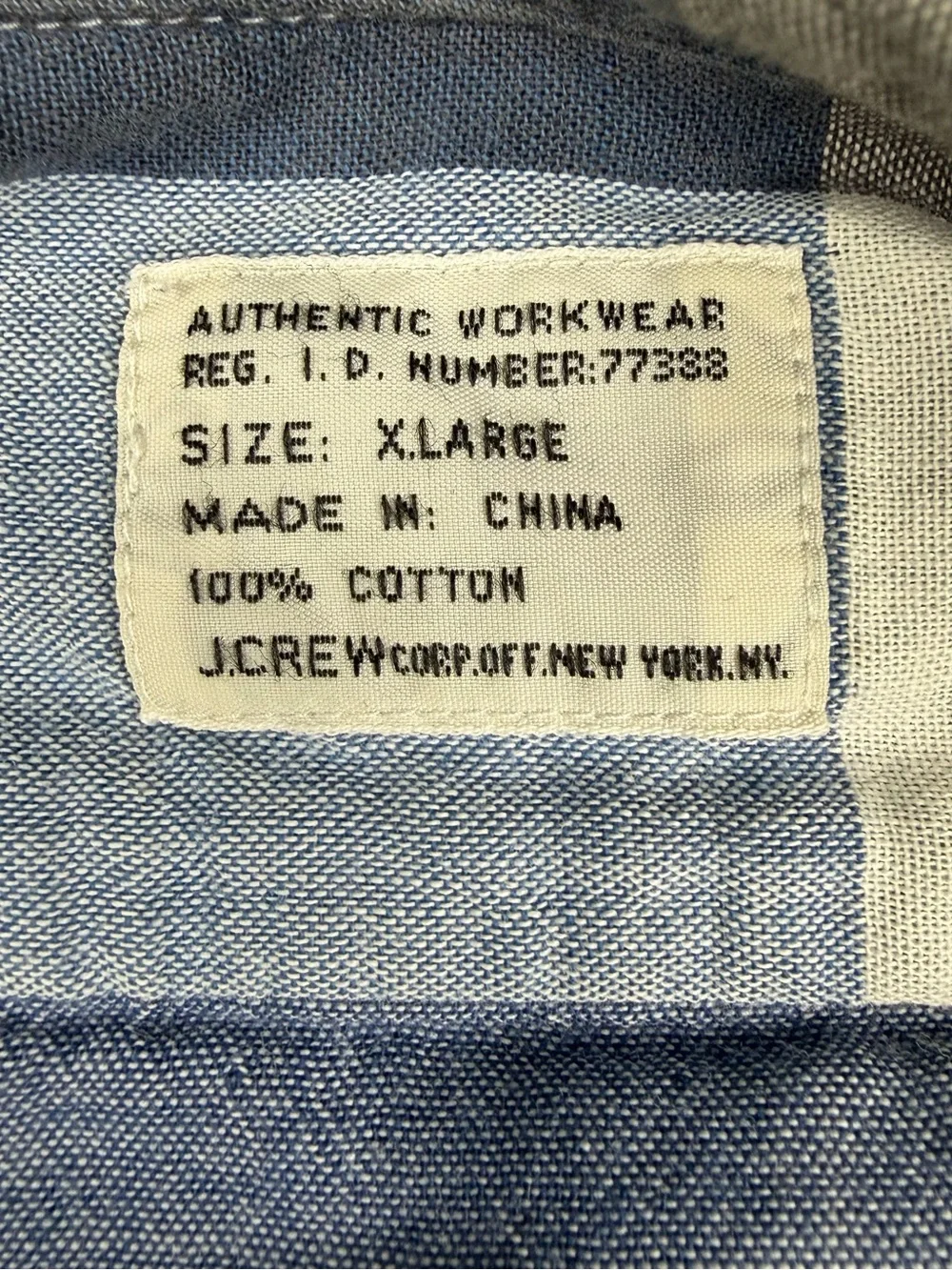 J.Crew Authentic Workwear Plaid Shirt Mens XL Blue Gray FA10 Utility 30757